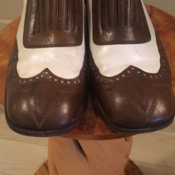 Vintage Leather Saddle Wingtips Shoes Costume Women 9.5 Men 7 - Picture 3 of 6
